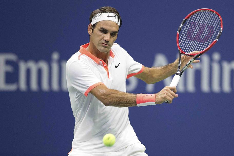 US Open 2015. Quarta giornata. Lo svizzero Roger Federer contro il belga Steve Darcis. (Reuters)